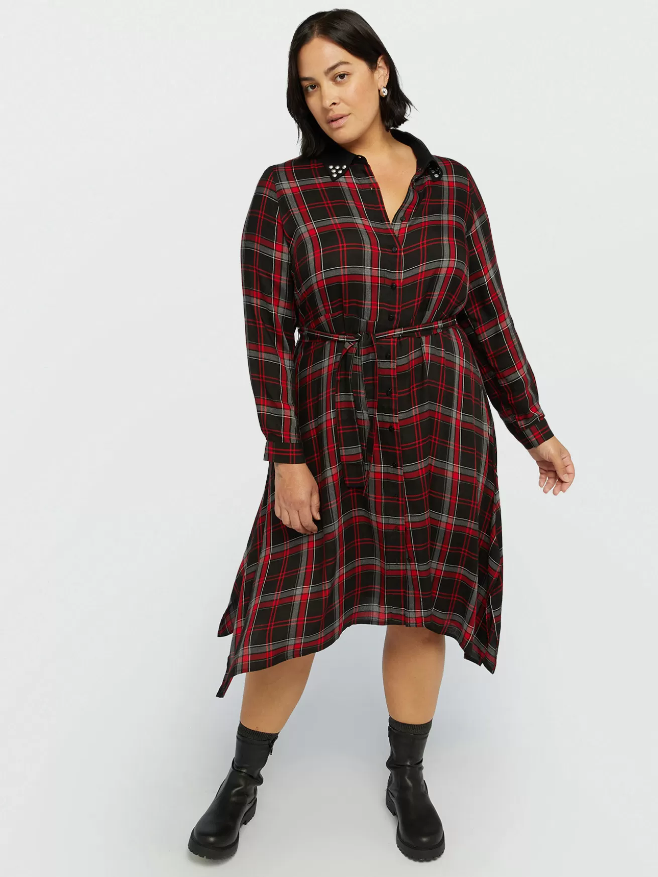 Cheap Fiorella Rubino Vestito A Quadri Tartan Con Borchie Nero